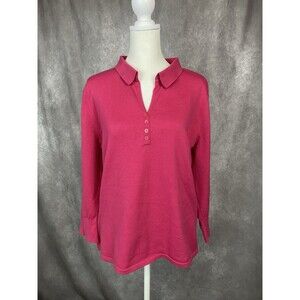Talbots Women’s Knit Top Pink Sz XL Button Details